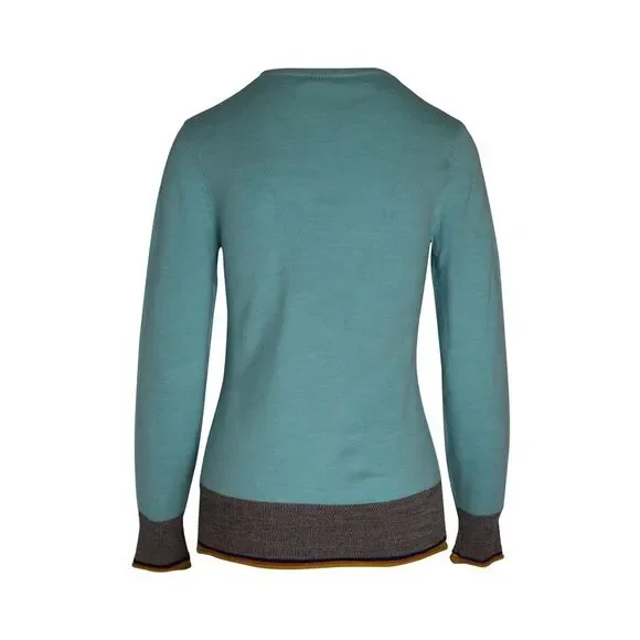 Victoria Beckham Contrast Hem Knitted Sweater in Blue Wool - Picture 3 of 3